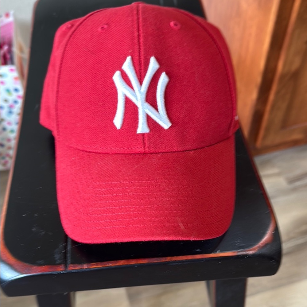 47 Brand Red and White NY Cap